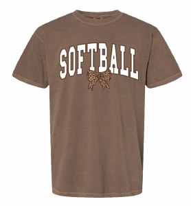 Southernology Softball Leopard Bow T-Shirt SMALL
